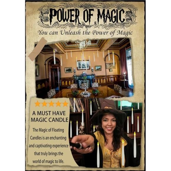 Halloween Decorations, 20 PCs Floating Candles with Wand Magic Hanging Candles - Picture 4 of 7